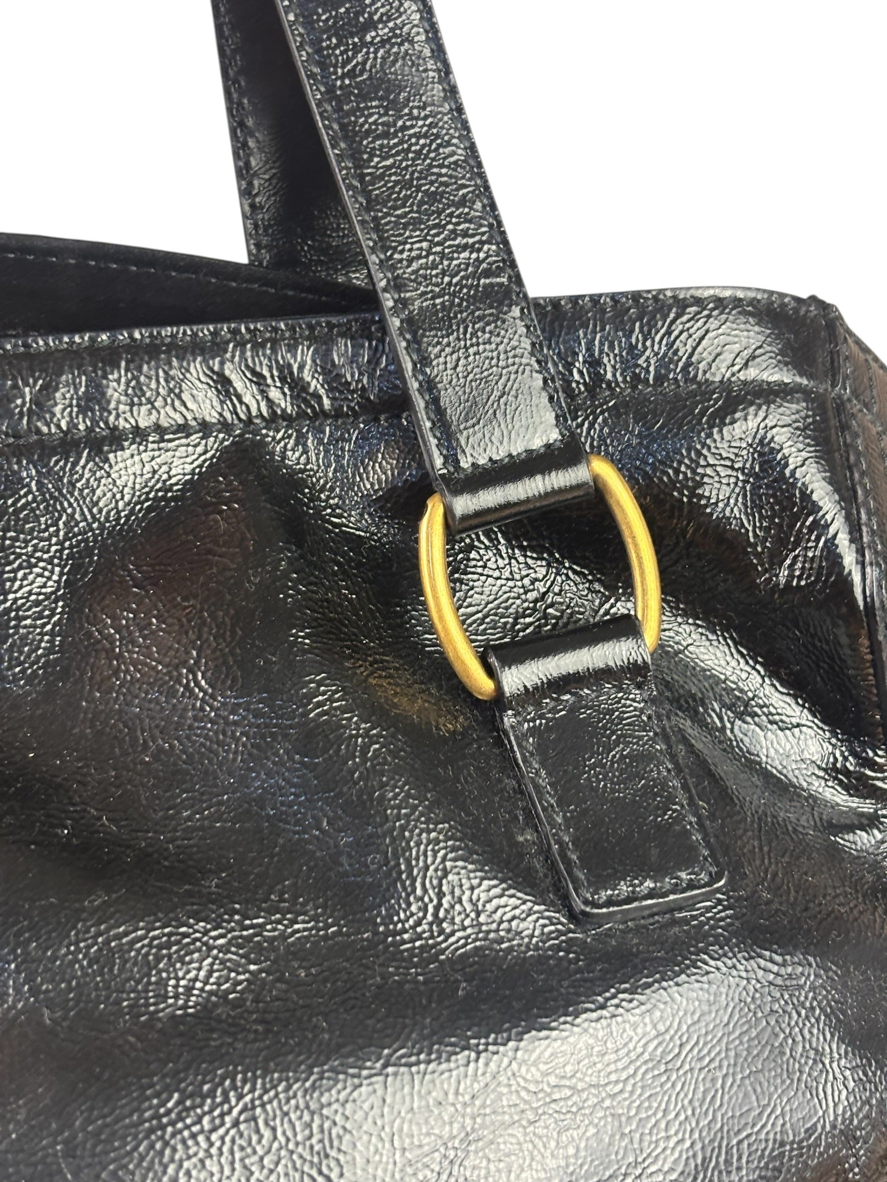 Yves Saint Laurent Black Patent Leather Downtown Tote