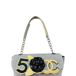 Chanel 2005 Canvas Camellia No. 5 Flap Shoulder Bag