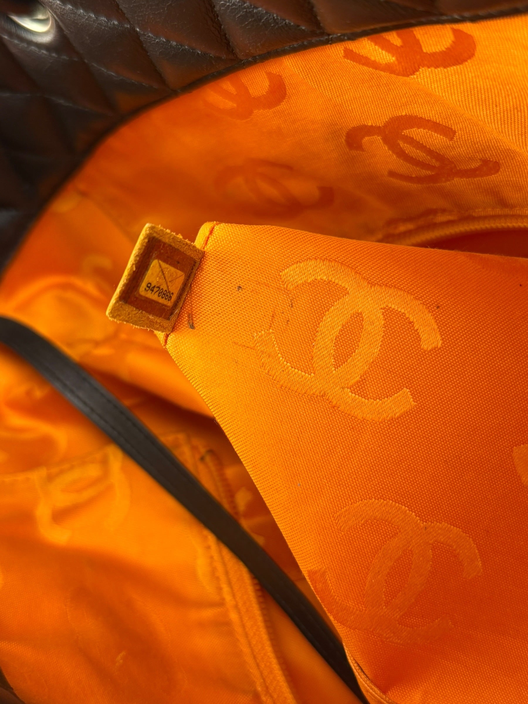 Chanel Brown Quilted Leather Cambon Ligne Shoulder Tote 2004