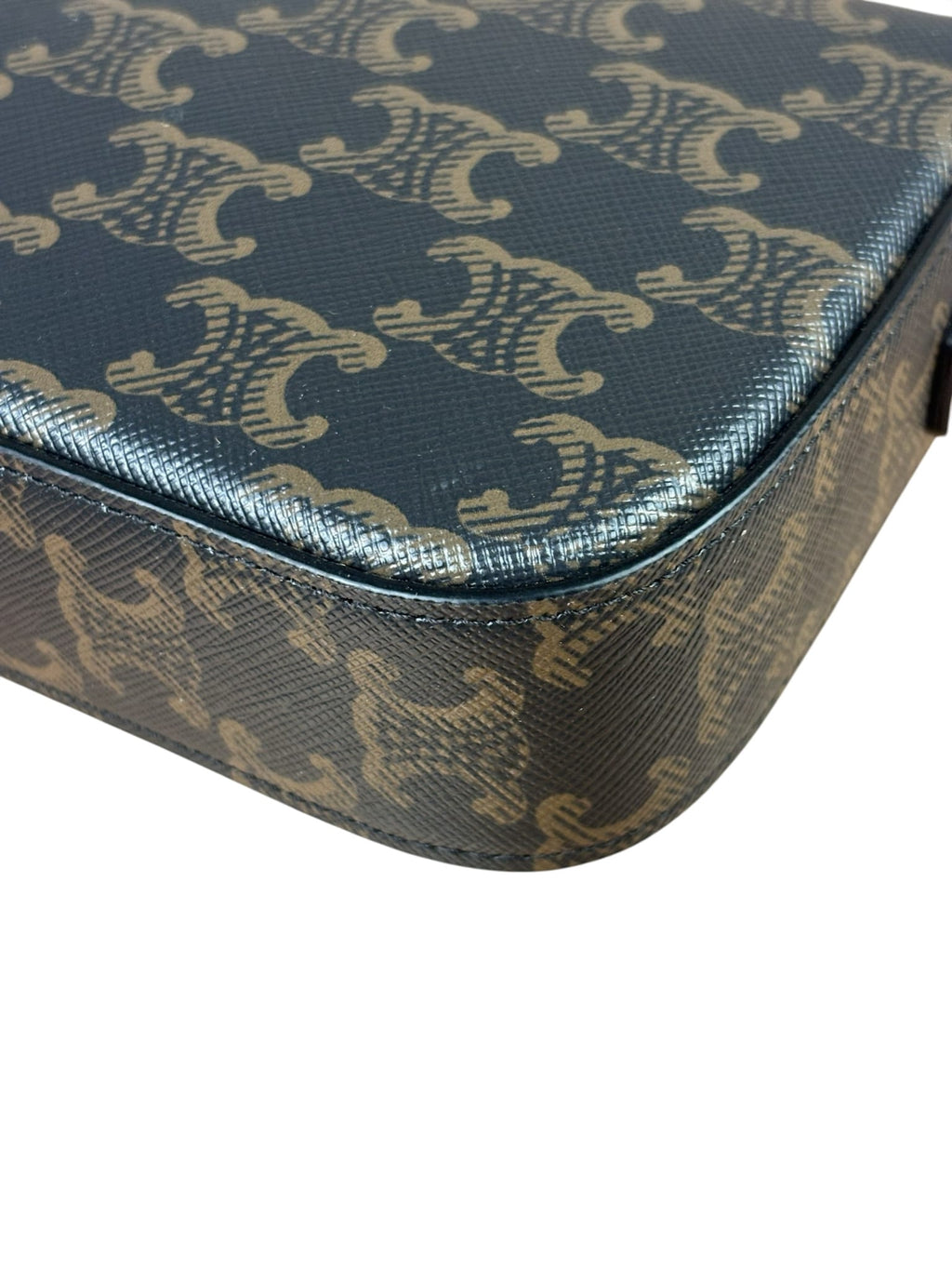 Celine Black/Brown Leather Triomphe Claude Flap Bag