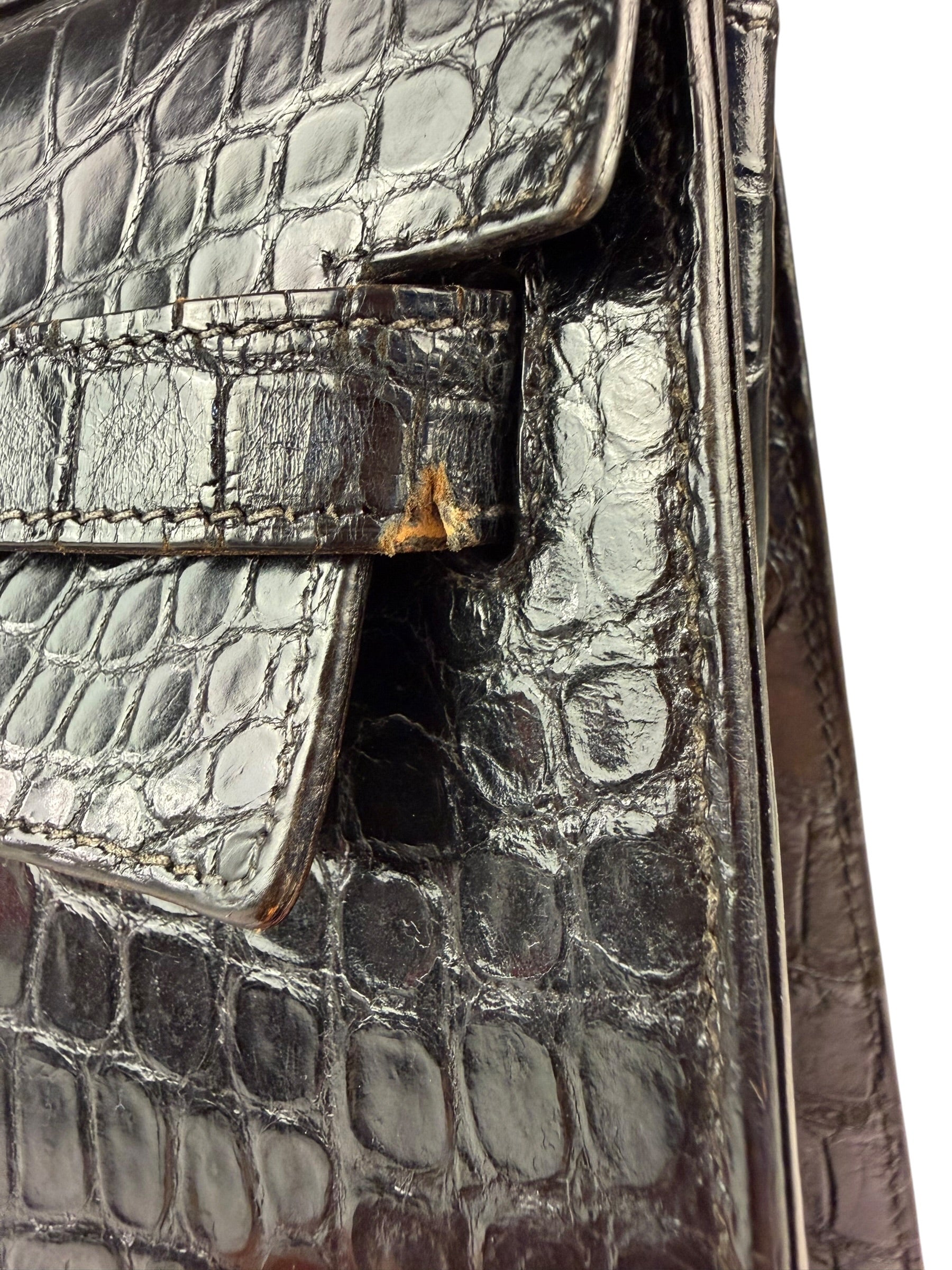 Hermes 1985 Black Crocodile Kelly 35