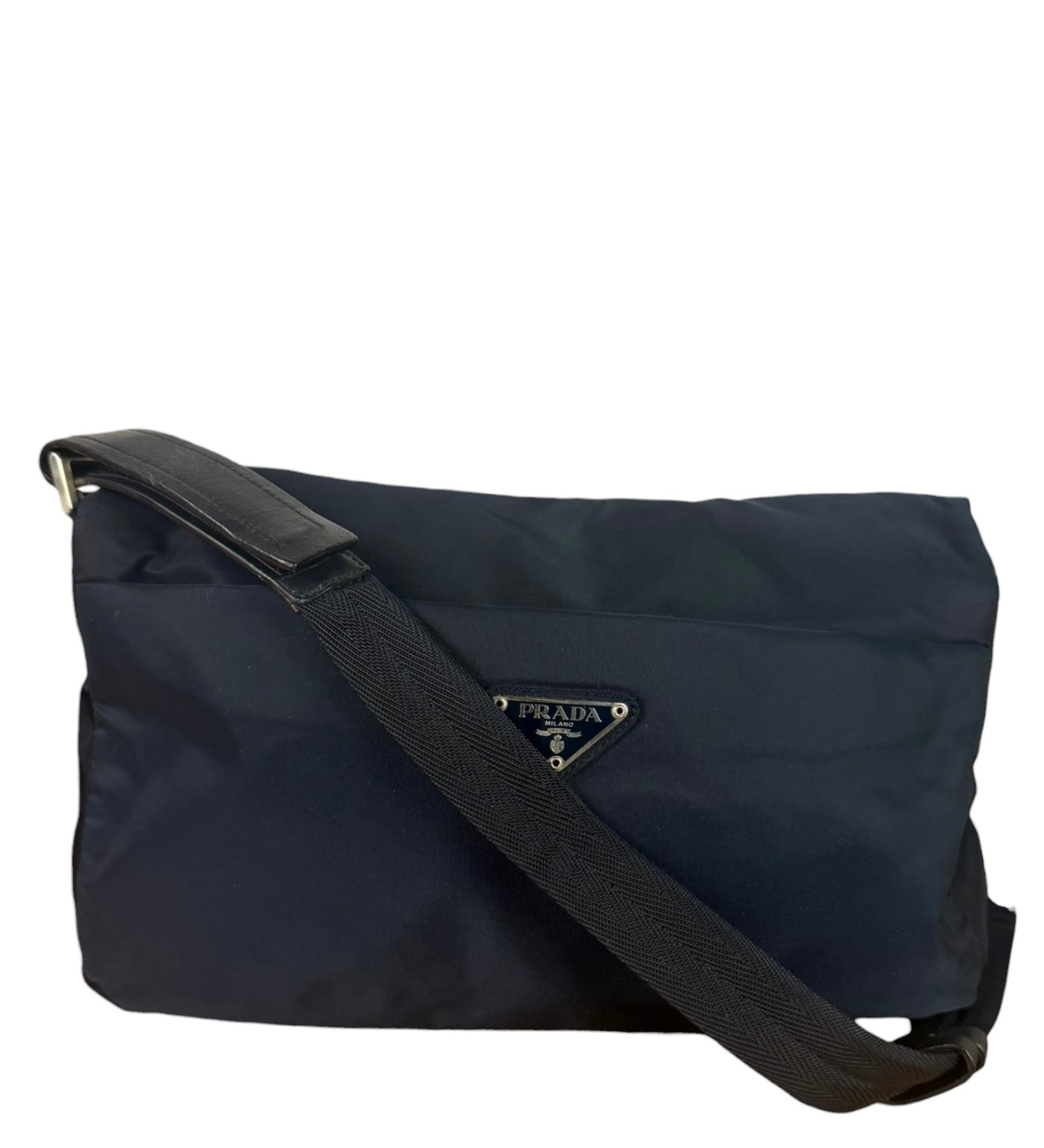 Prada Navy Nylon Tessuto Flap Crossbody