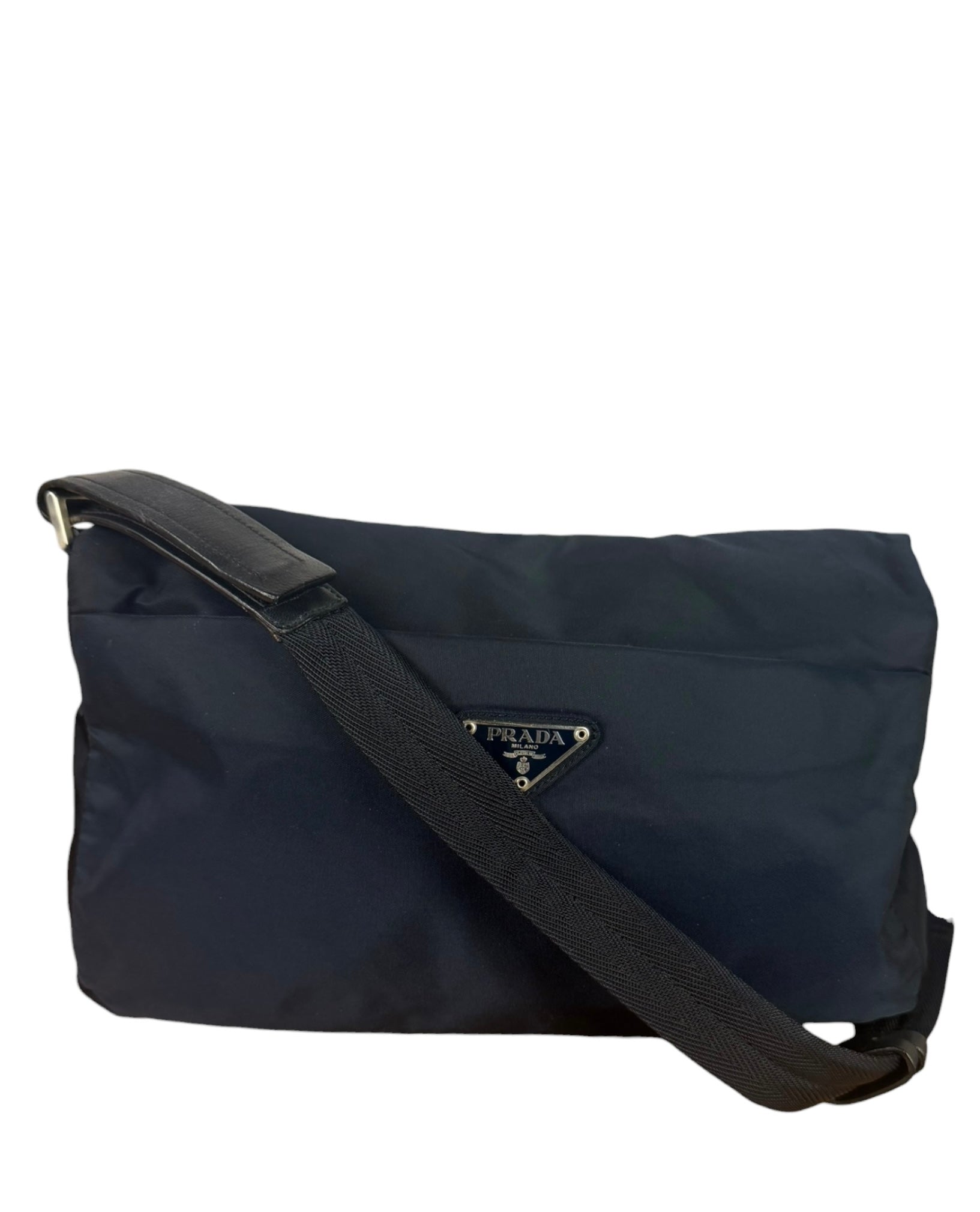 Prada Navy Nylon Tessuto Flap Crossbody