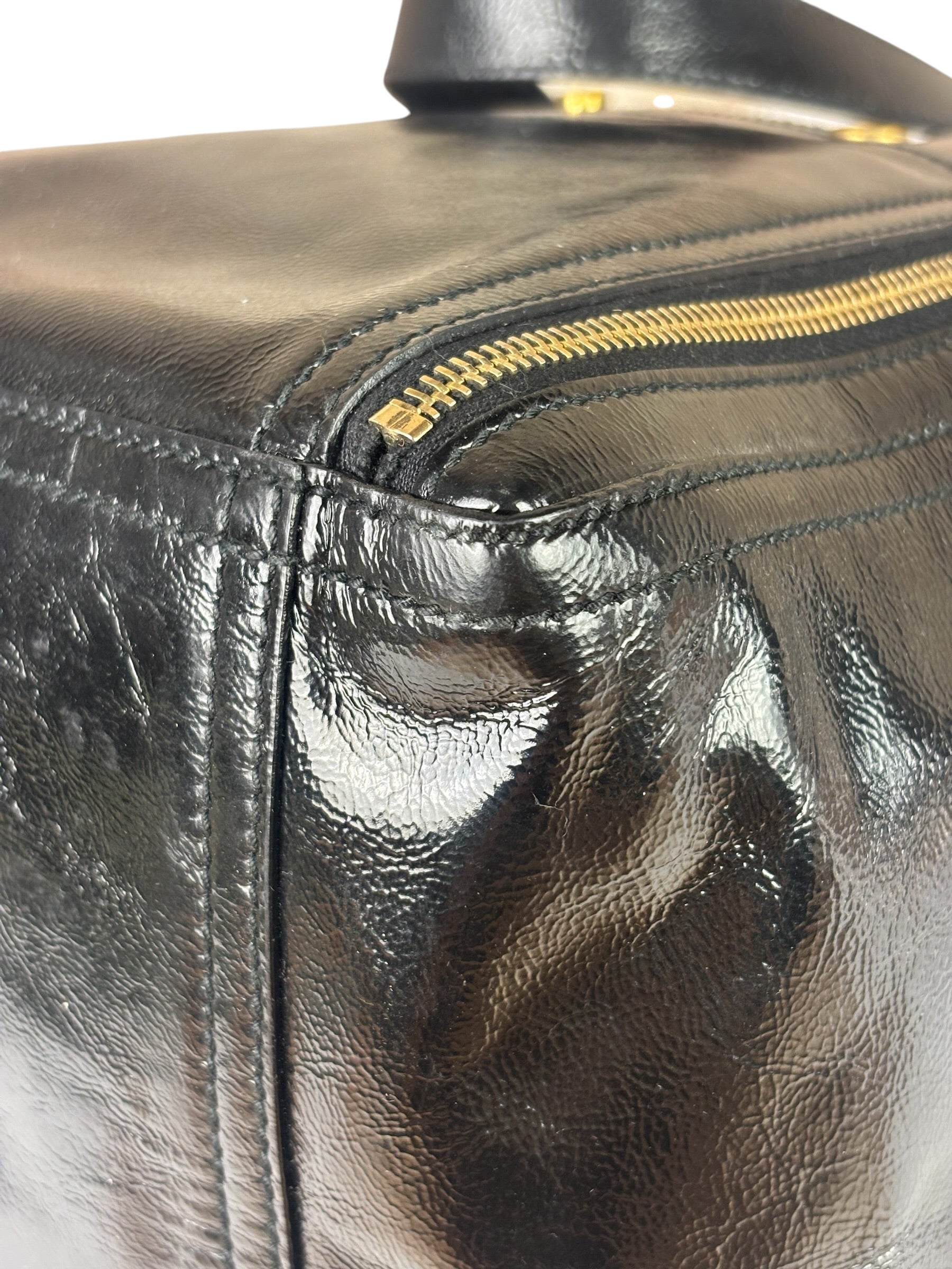 Yves Saint Laurent Black Patent Leather Downtown Tote