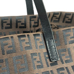 Fendi FF Vintage Brown Zucca Print Zip Shoulder Tote