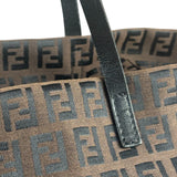 Fendi FF Vintage Brown Zucca Print Zip Shoulder Tote