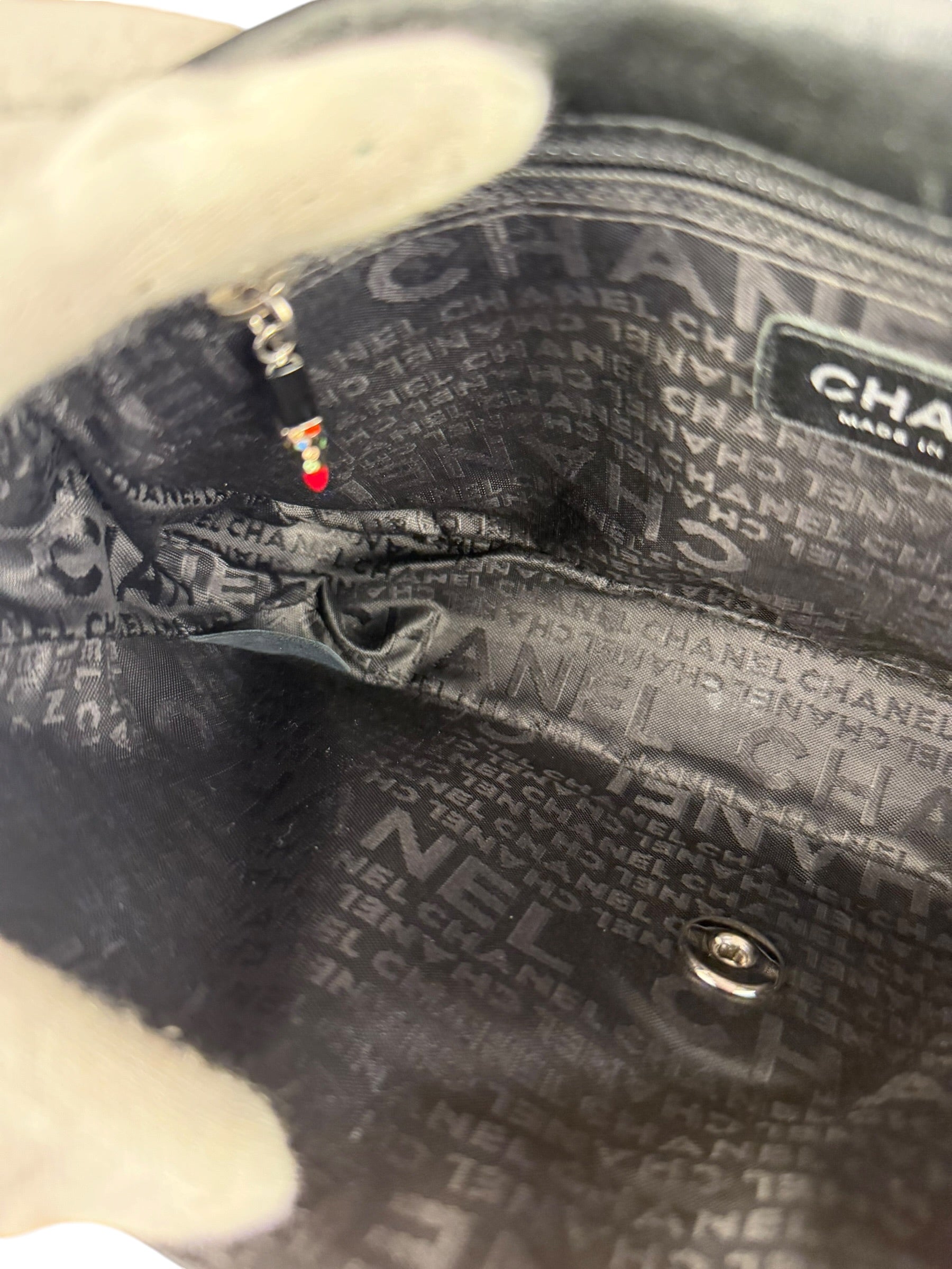Chanel Lipstick Black Satin Single Flap Bag 2005