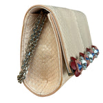 Fendi Pink Python Flower Studded Mini Chain Shoulder Bag