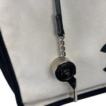 Chanel Black/White Leather Trim Whistle Charm 5x5=CC 2014