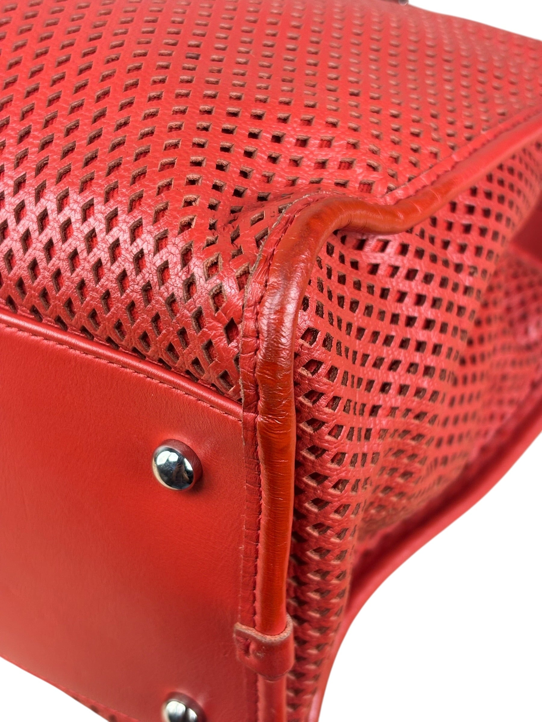 Chanel Red Perforated Leather Up in the Air 2Way Tote 2014