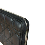 Christian Dior Vintage Black Quilted Leather Zippy Wallet