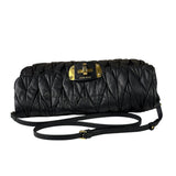 Miu Miu Black Leather Matelasse Shoulder Bag
