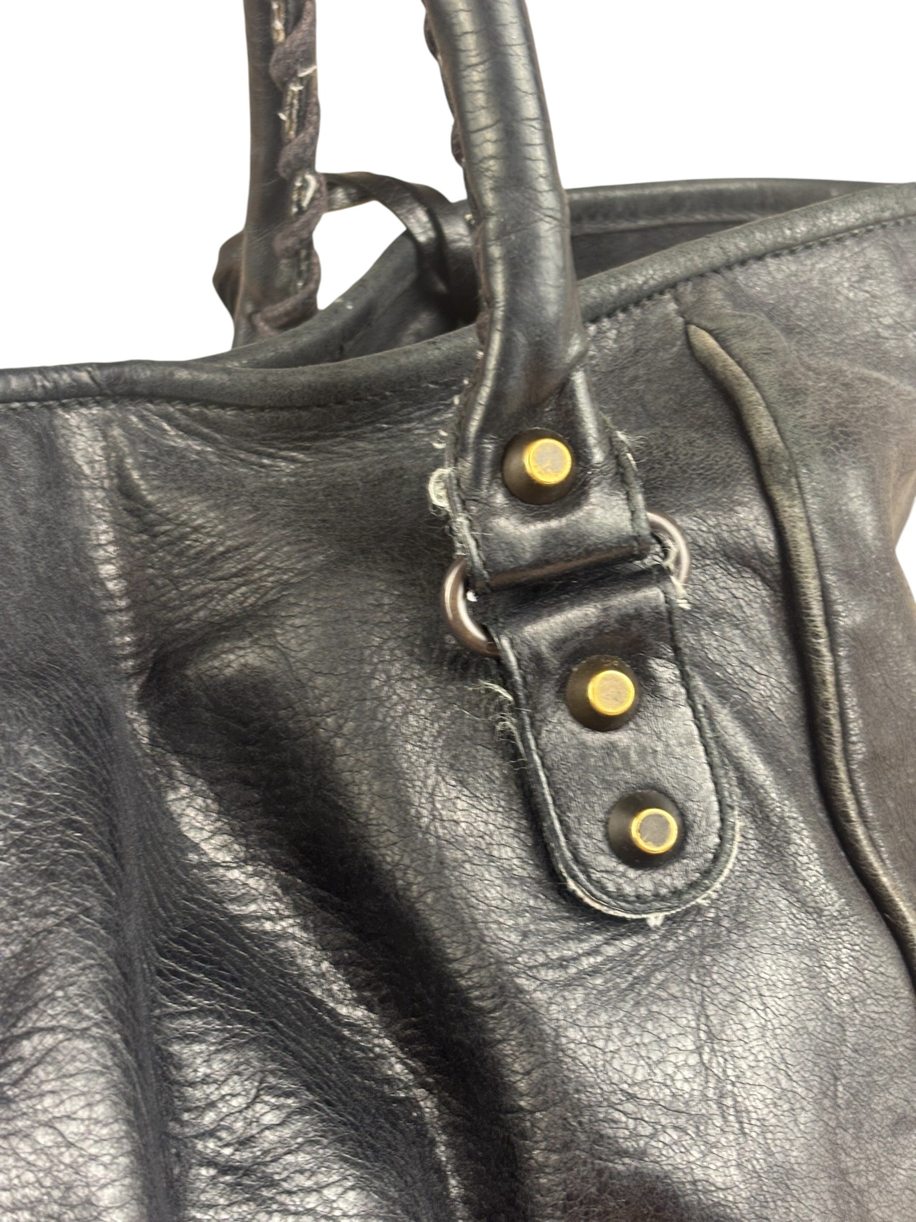Balenciaga Vintage Black Leather Classic Sunday Tote Bag