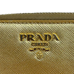 Prada Metallic Gold Saffiano Leather Zip-Around Wallet