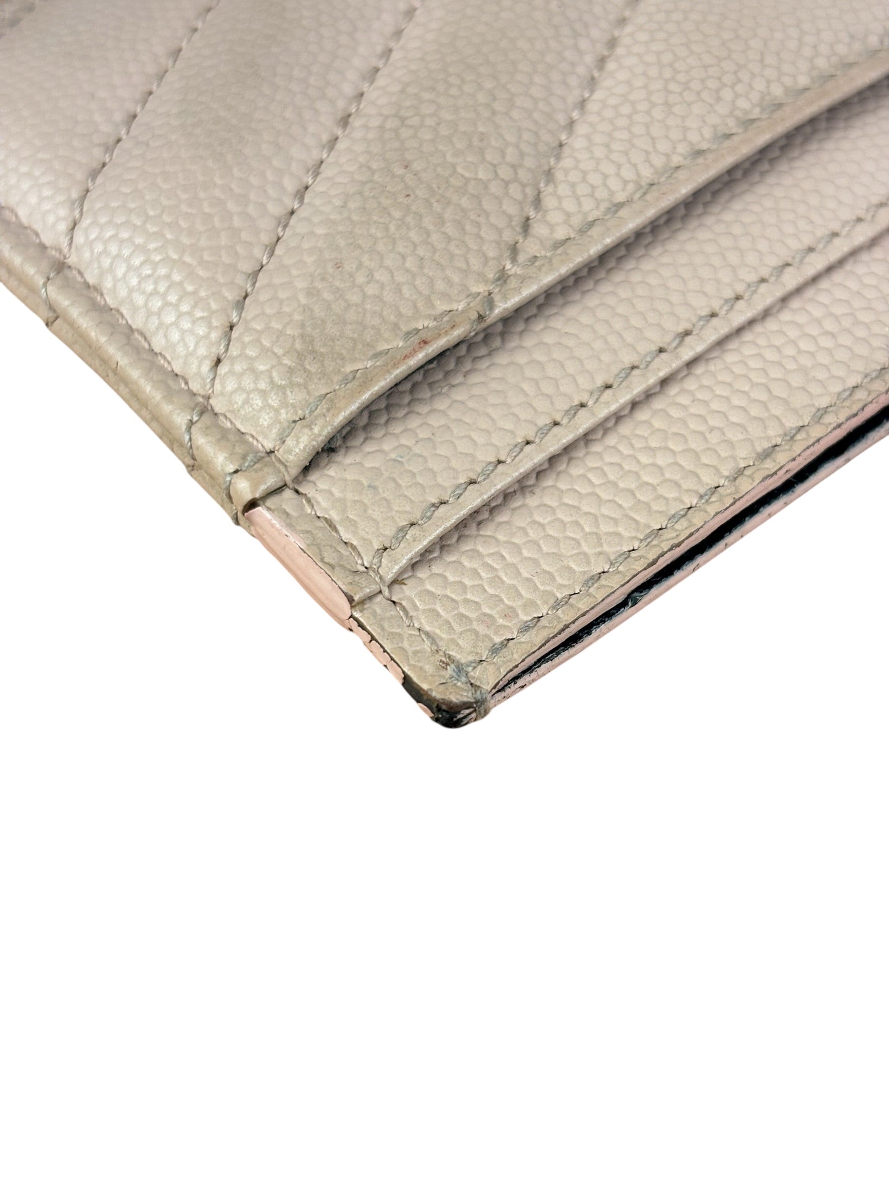 YSL Pale Pink Leather Cassandre Matelasse Card Holder
