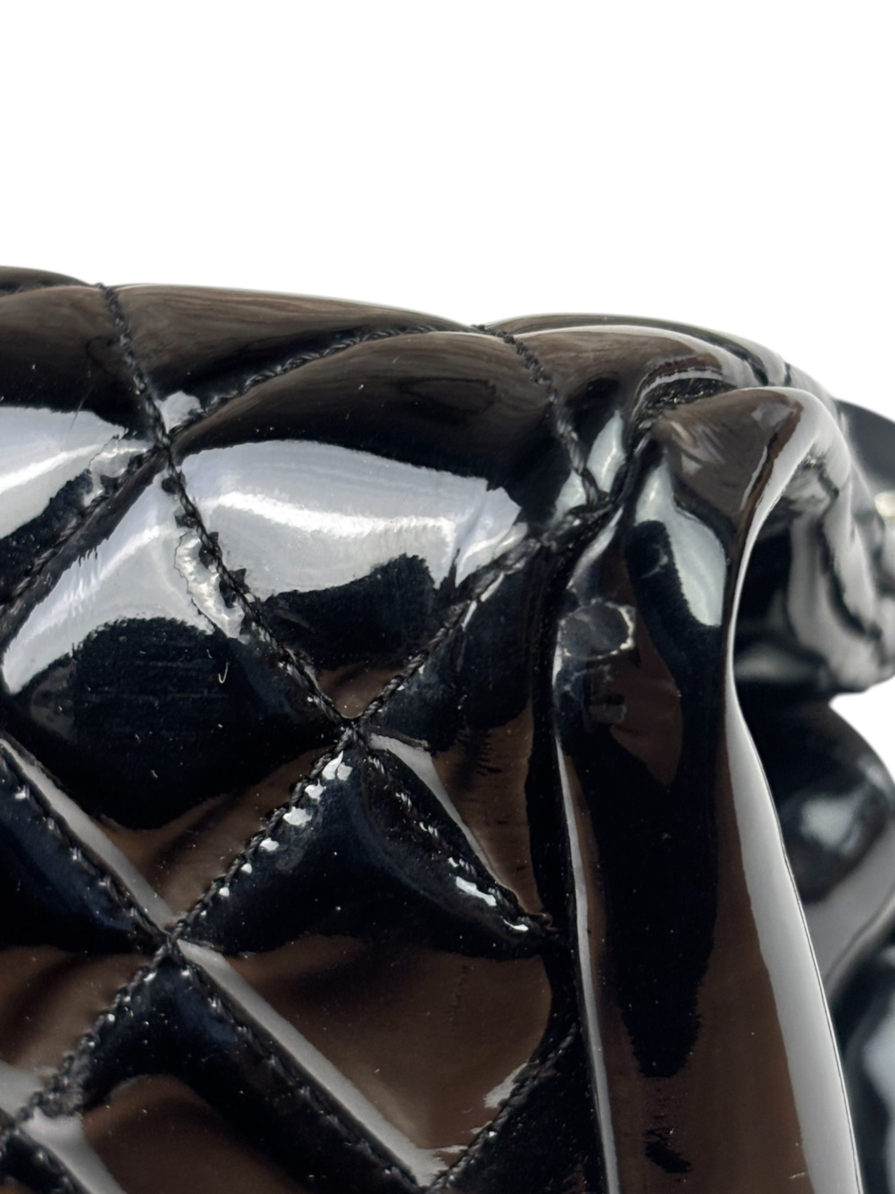 Chanel Black Patent Quilted Leather Just Mademoiselle Bowling Bag 2012