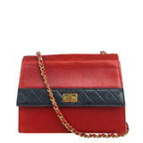 Chanel Red & Navy Trapezoid Flap Bag 1992