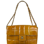Chanel Gold Patent East West Stitch Flap Bag 2002