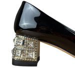 Miu Miu Black Patent Crystal Embellished Pumps