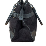 Salvatore Ferragamo Black Leather Trim Gancini Monogram Canvas Shoulder Bag