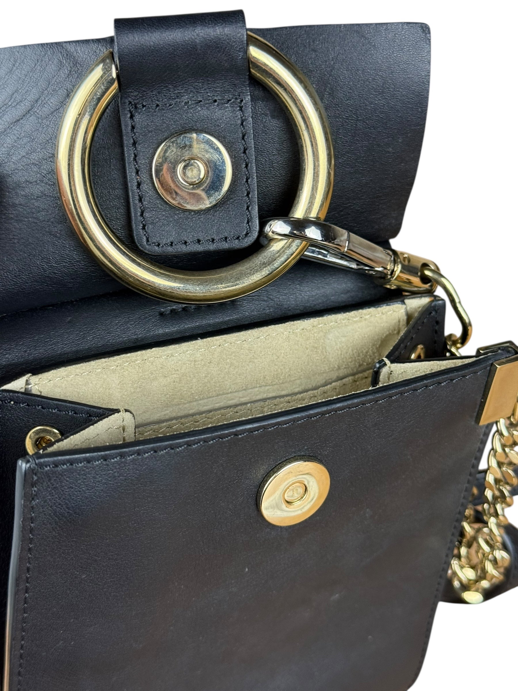 Chloé Suede Black Leather Faye Mini Bracelet Bag