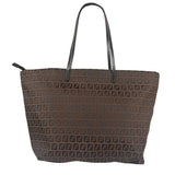 Fendi FF Vintage Brown Zucca Print Zip Shoulder Tote