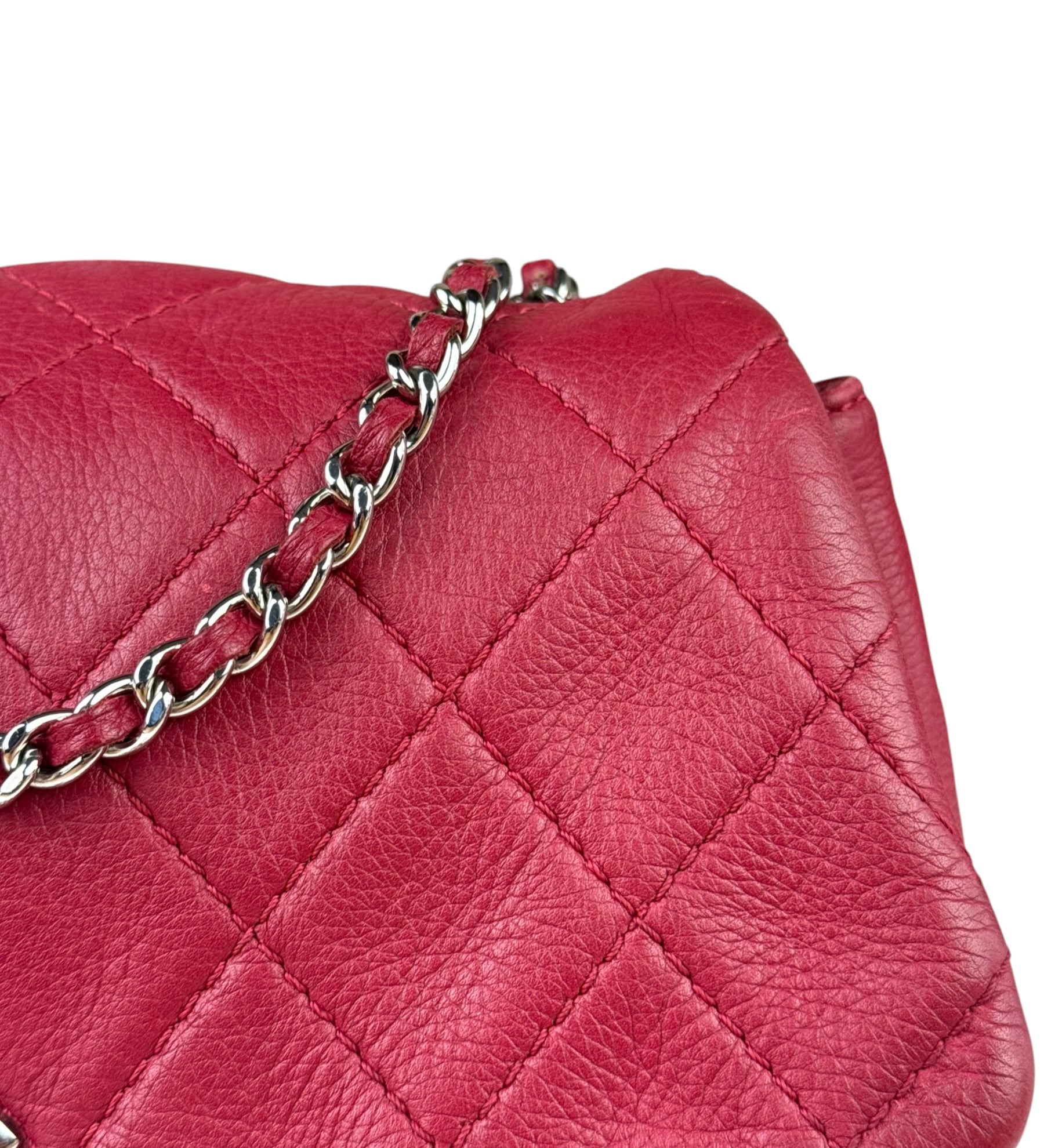 Chanel Red Quilted Leather CC Curvy Flap Bag 2015