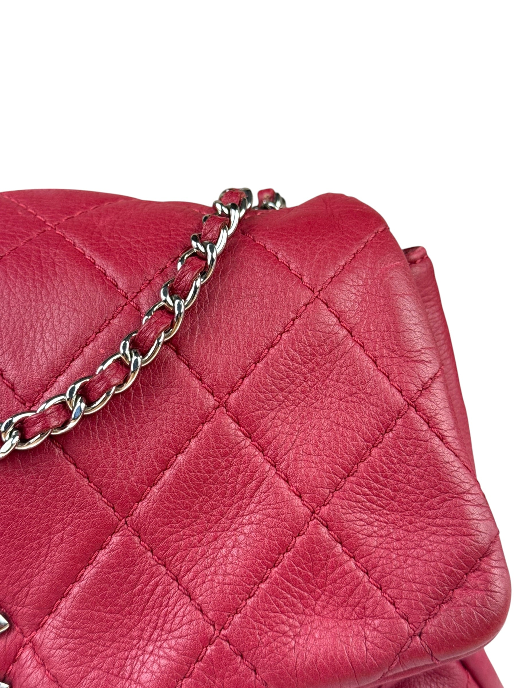 Chanel Red Quilted Leather CC Curvy Flap Bag 2015