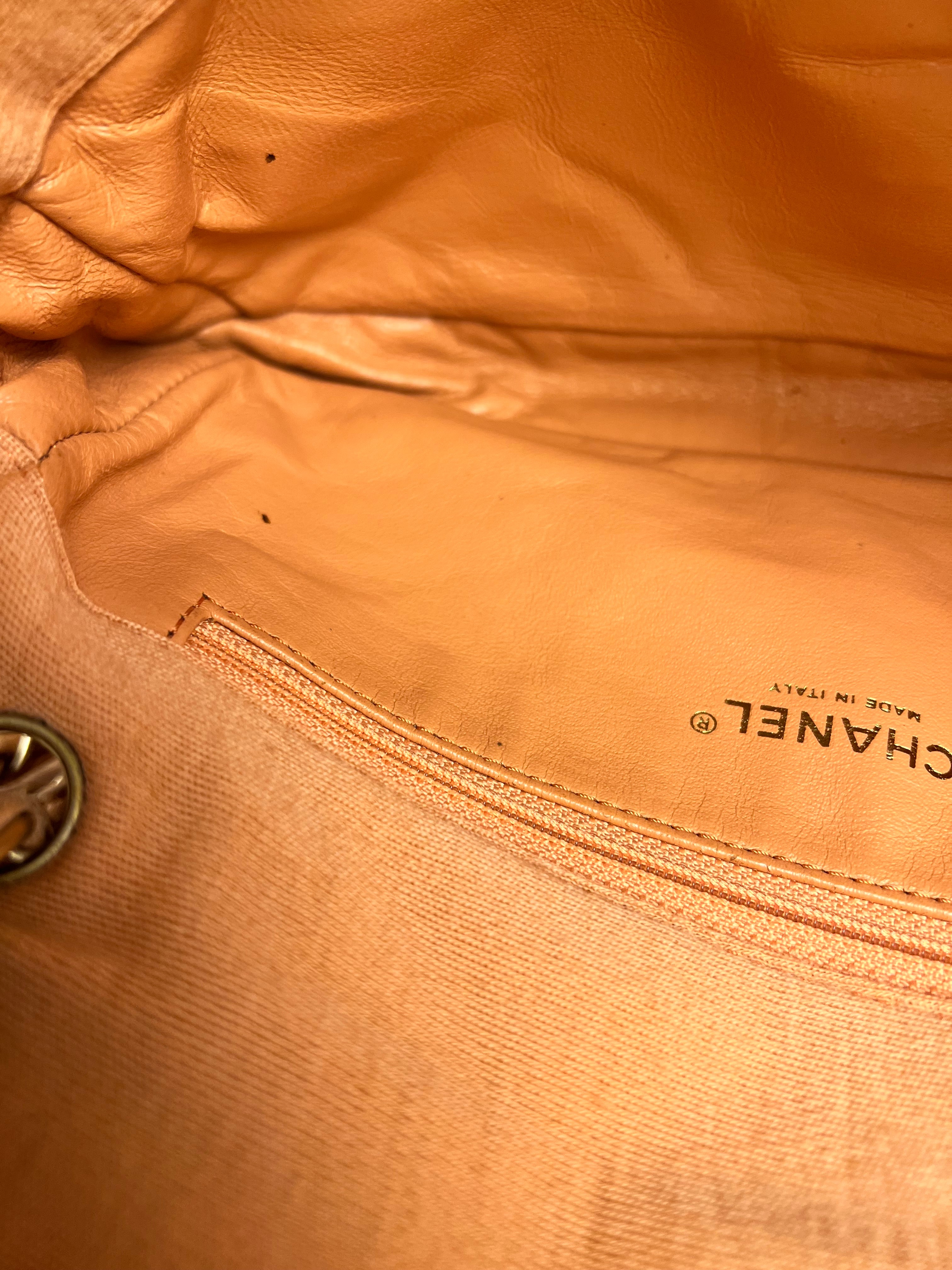 Chanel CC Flap Bag Peach Jersey Quilt