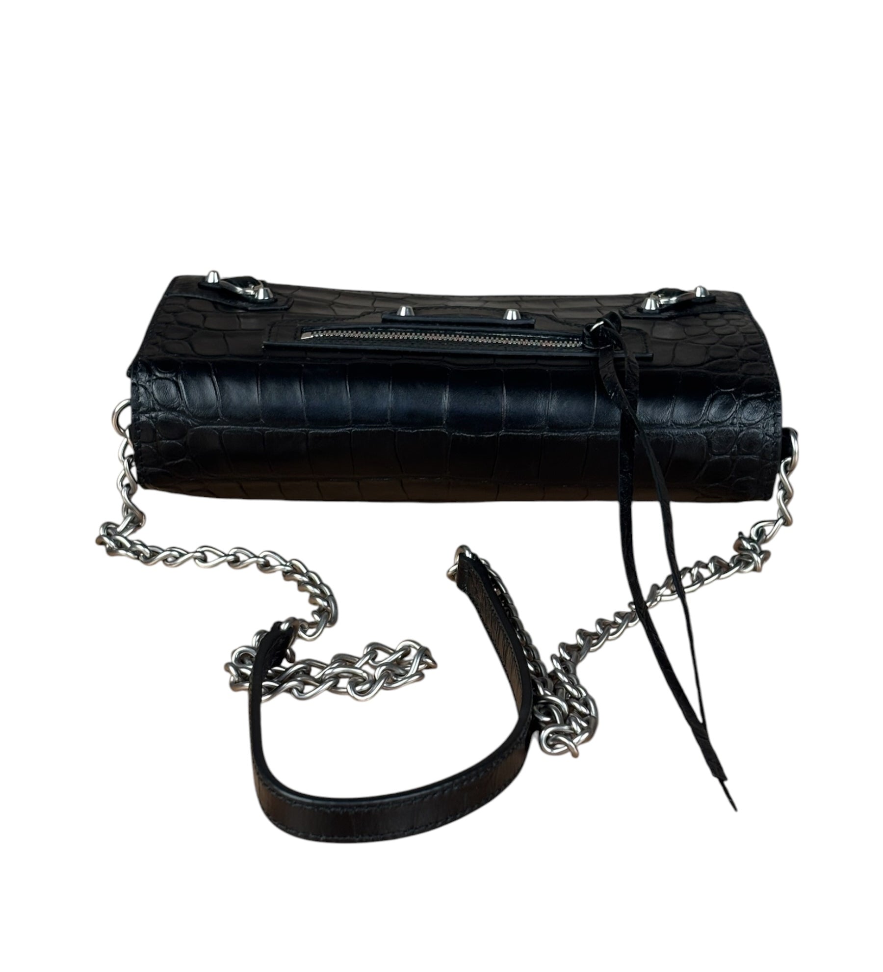 Balenciaga Black Croc Embossed Le City Clutch