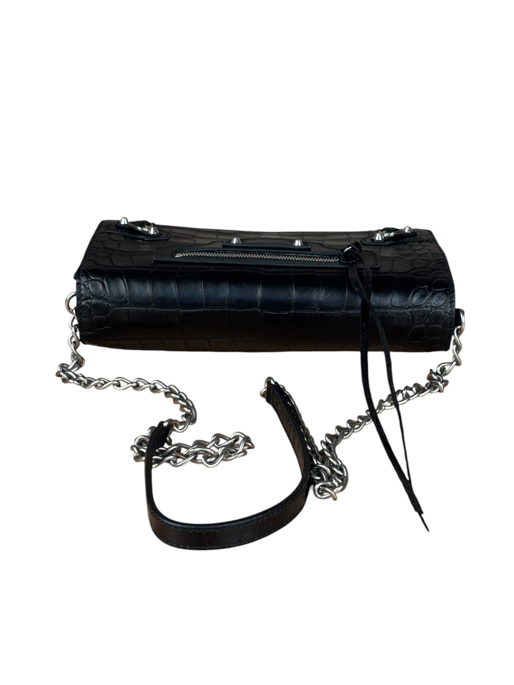 Balenciaga Black Croc Embossed Le City Clutch