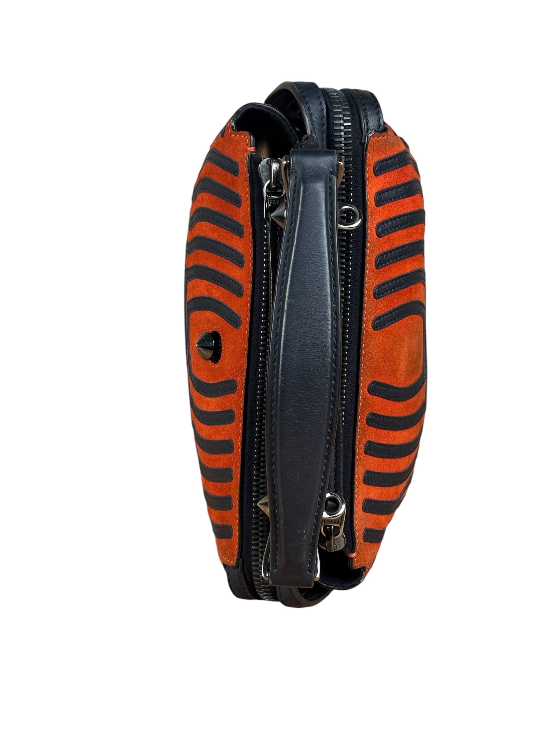 Fendi DotCom Click Striped Hypnotic Suede 2 Way