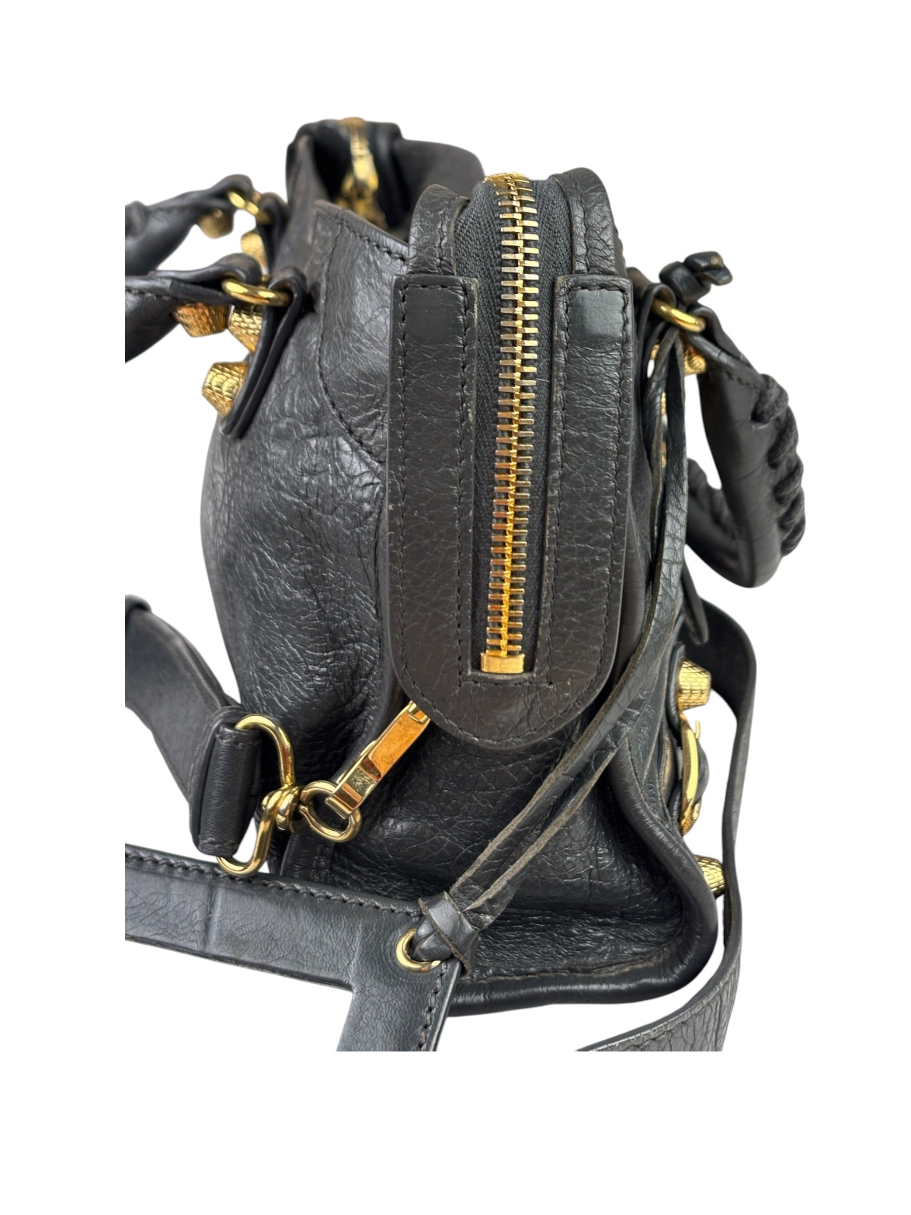 Balenciaga Grey Lambskin Motocross City Two-Way Bag