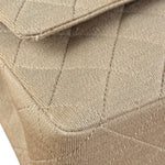 Chanel Beige Jersey Leather Trim Classic Double Flap Bag 2005