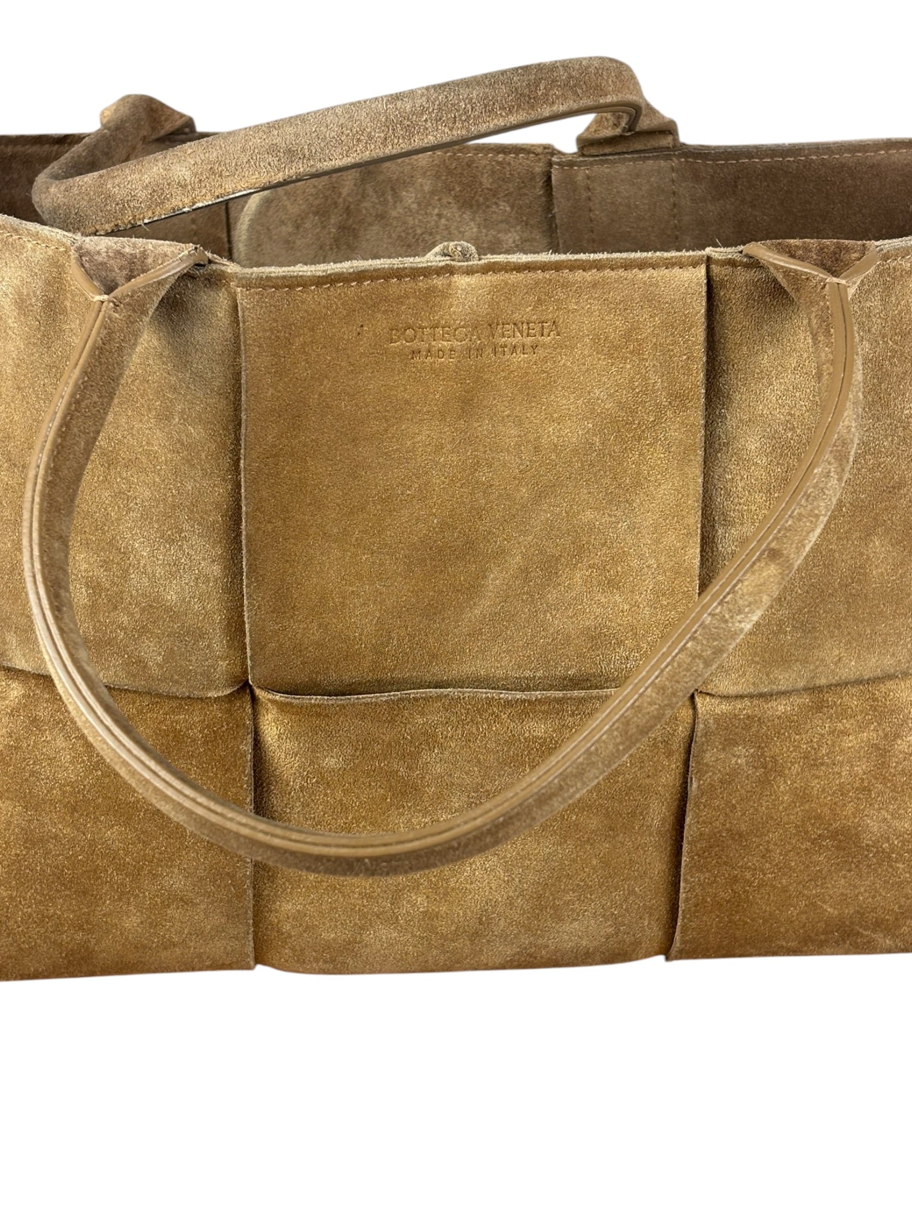 Bottega Veneta Brown Suede Maxi Intrecciato Arco Tote