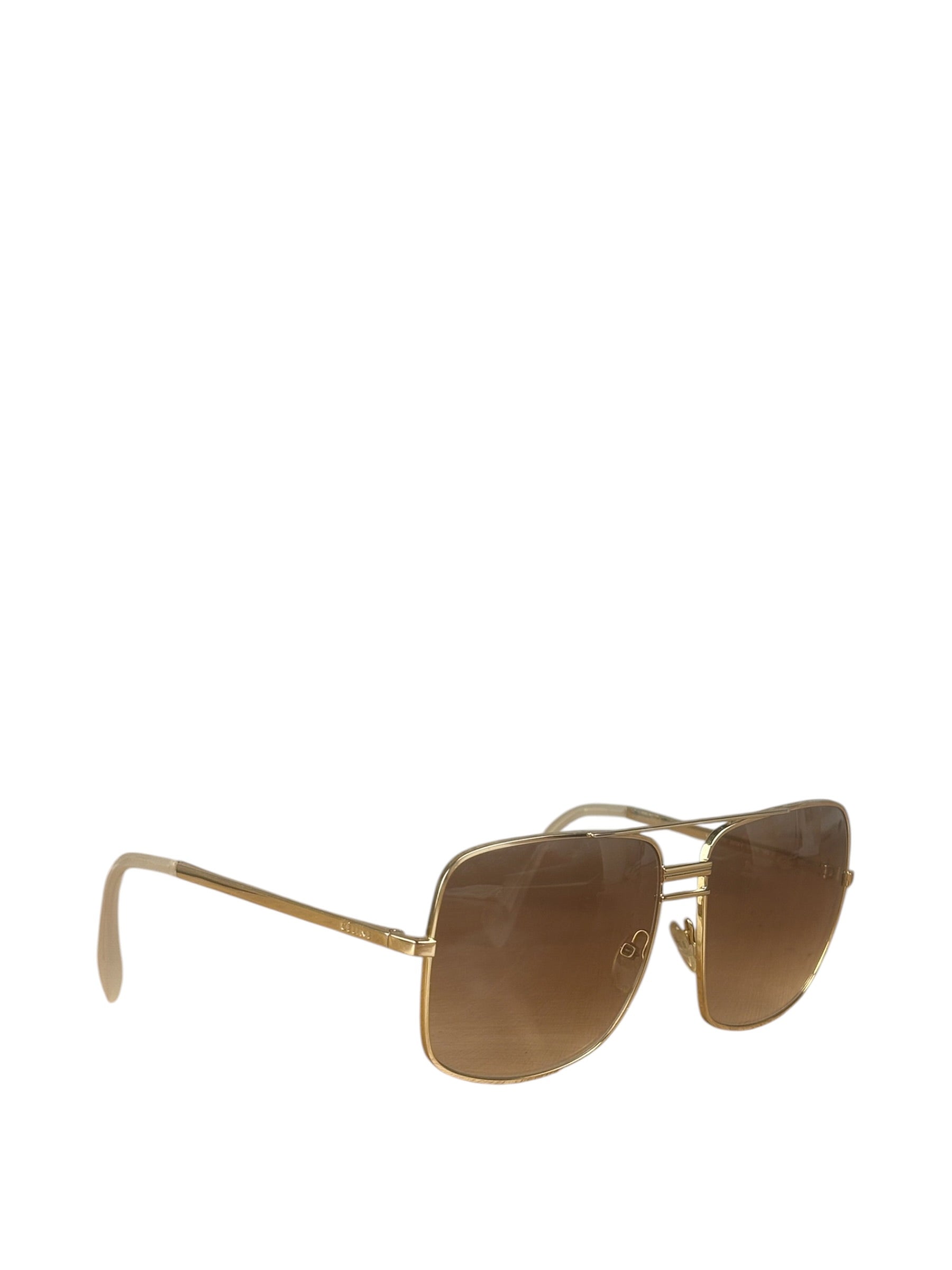 Celine Gold Tone Square Aviator Sunglasses CL41808/S