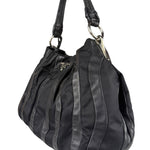 Prada Black Tessuto Nylon/Leather Waves Shoulder Bag