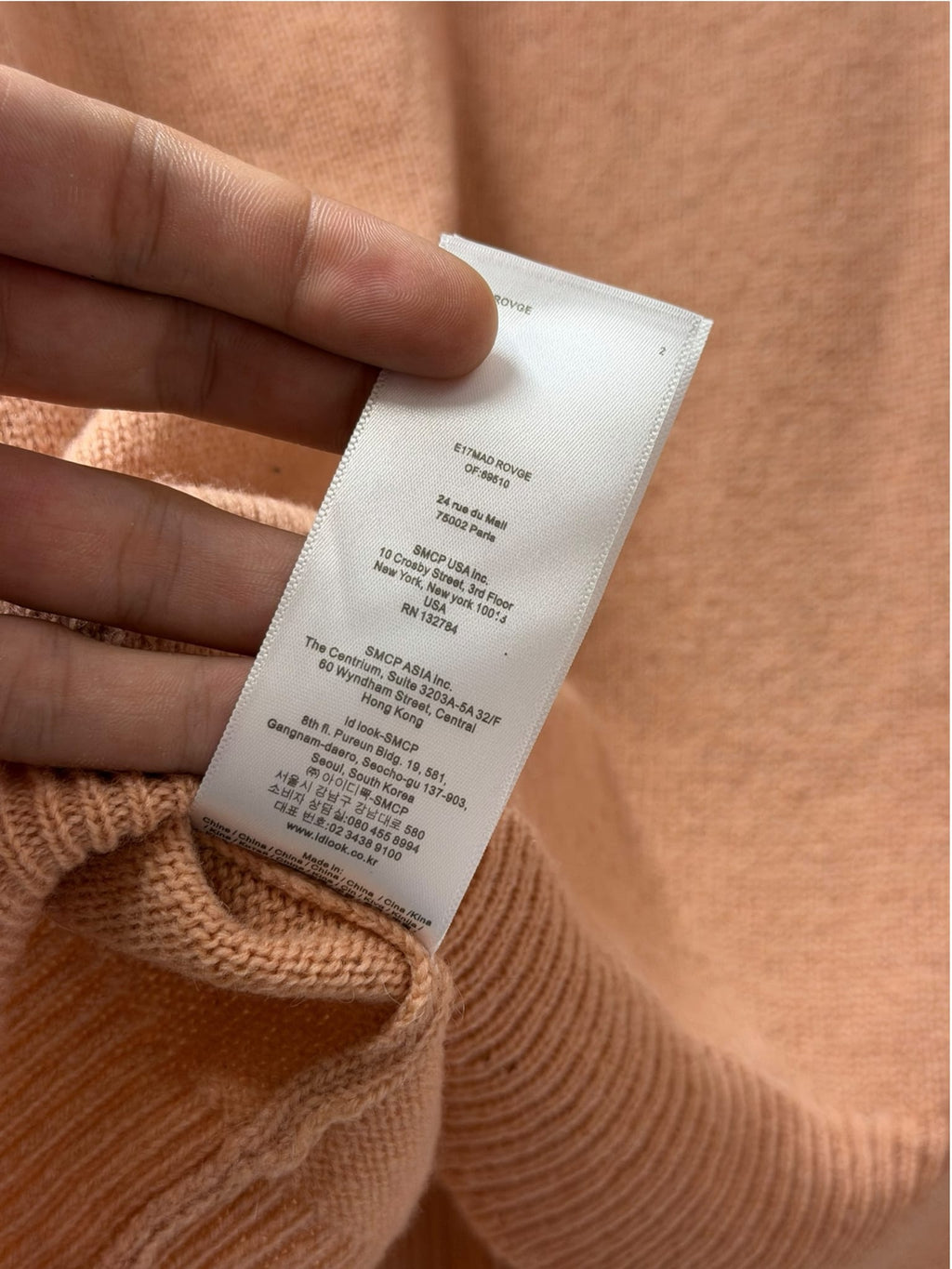 Acne Studios Peach Cashmere Blend Tonal Face Sweater