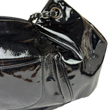 Chanel Black Patent Leather Camellia Petals Shoulder Bag 2010