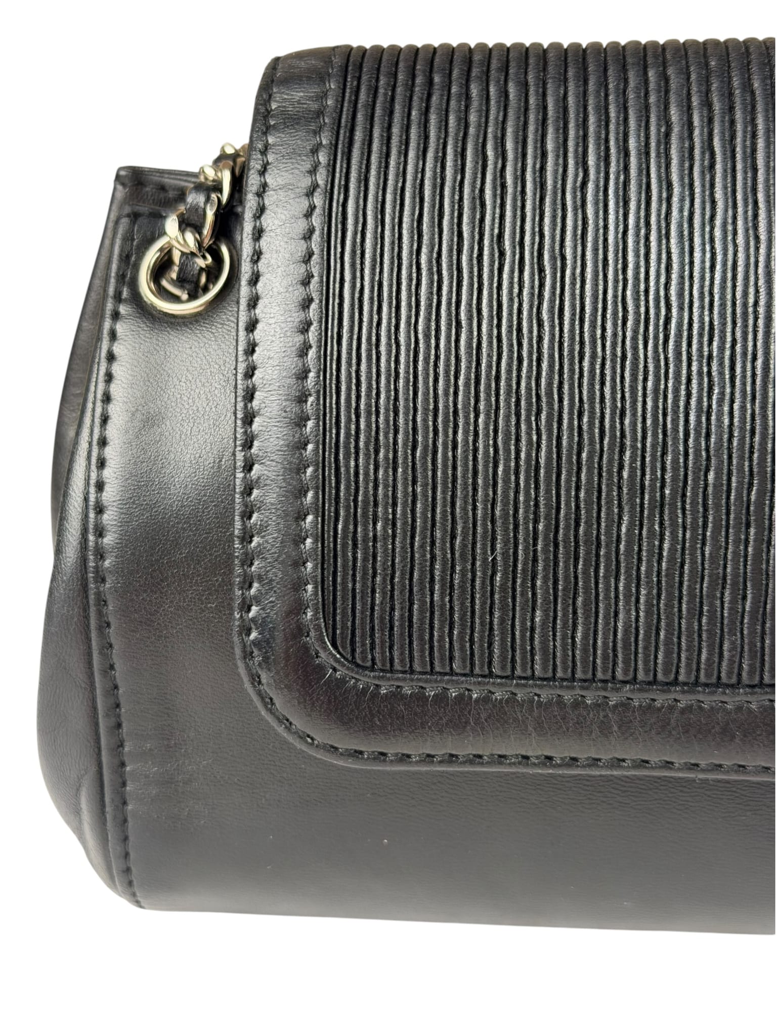 Chanel Black Leather Mademoiselle Accordion Flap Bag 2000