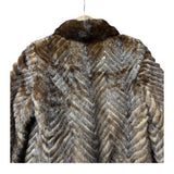 Vintage Hazel Brown Chevron Stripped Mink Fur Coat