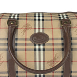 Burberry Beige/Brown Leather House Check Boston Bag