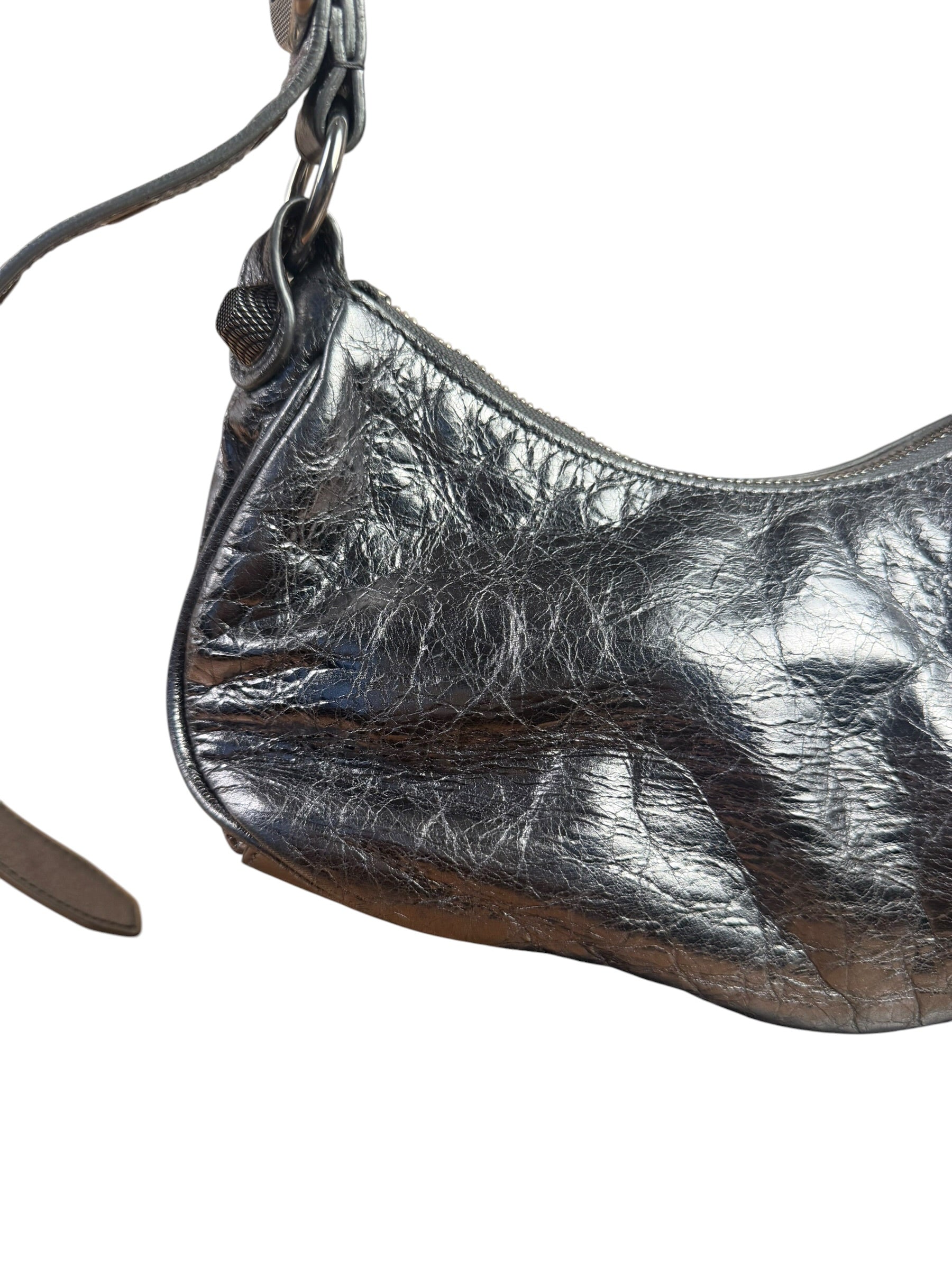 Balenciaga Silver Leather Le Cagole Shoulder Bag