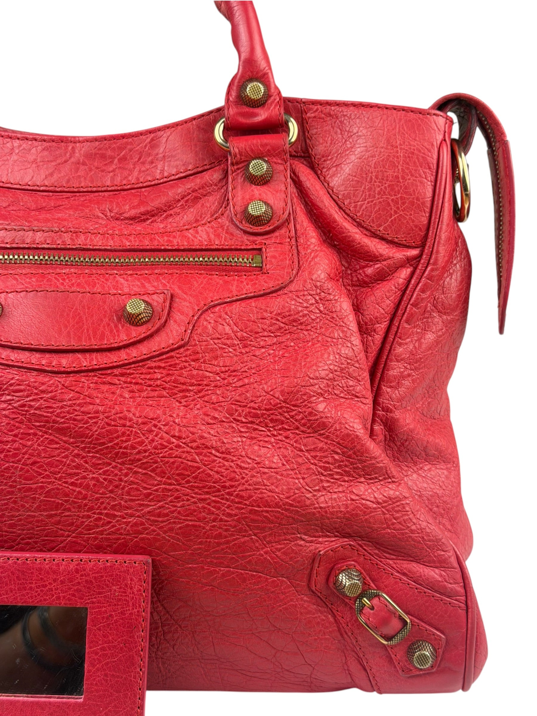 Balenciaga Red Calfskin Rouge Le City Bag
