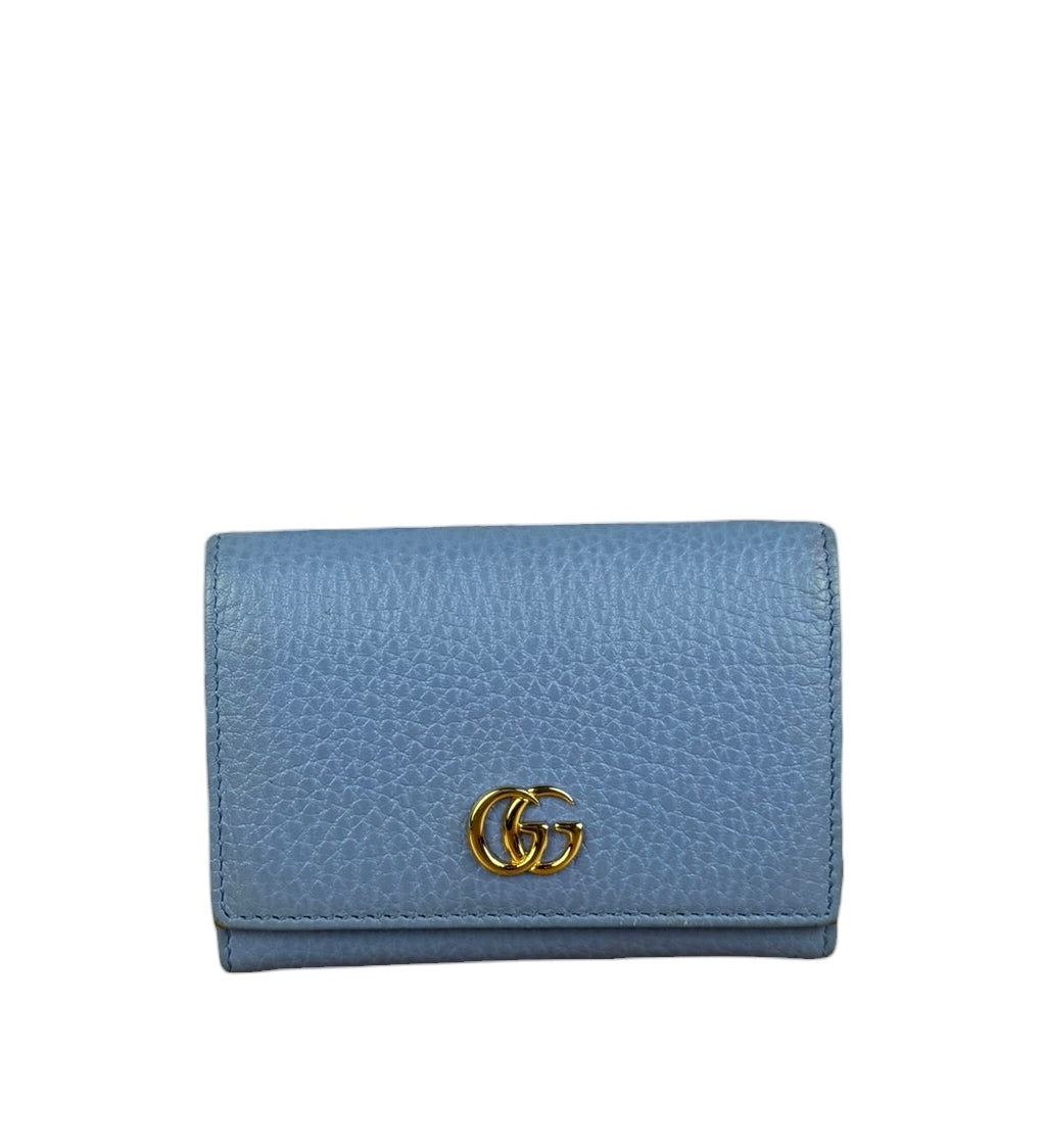 Gucci Blue Leather Marmont Card Case Wallet