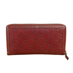 Gucci Burgundy Marmont Leather Guccissima Zip Long Wallet