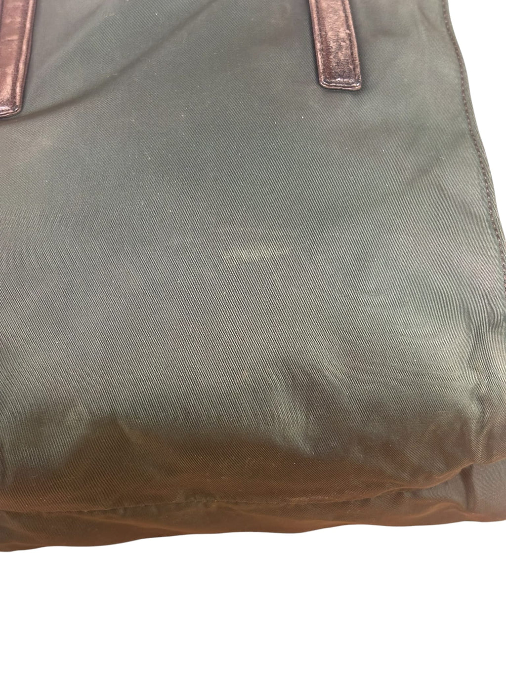 Prada Green/Brown Leather Trim/Nylon Tote