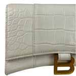 Balenciaga White Crocodile Embossed Hourglass Wallet On Chain