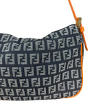 Fendi Orange Leather Trim Zucca Pochette