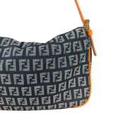 Fendi Orange Leather Trim Zucca Pochette